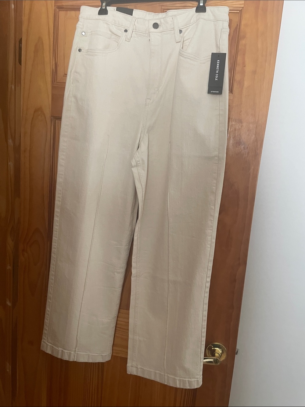 Kenneth Cole Off-White/cream colored wide Straight-Leg Jeans